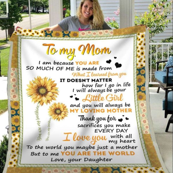 Personalized Blanket Daughter To Mom Sunflower Art Thanks For