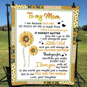 Personalized Blanket Daughter To Mom Sunflower Art Thanks For 3 1