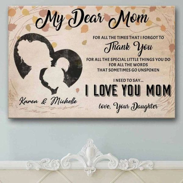 Personalzied Canvas To My Mom From Daughter I Love You Mom Canvas