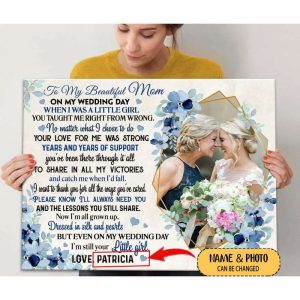 Personalized Mother Of The Bride Gift On Wedding Day Canvas Wall Art