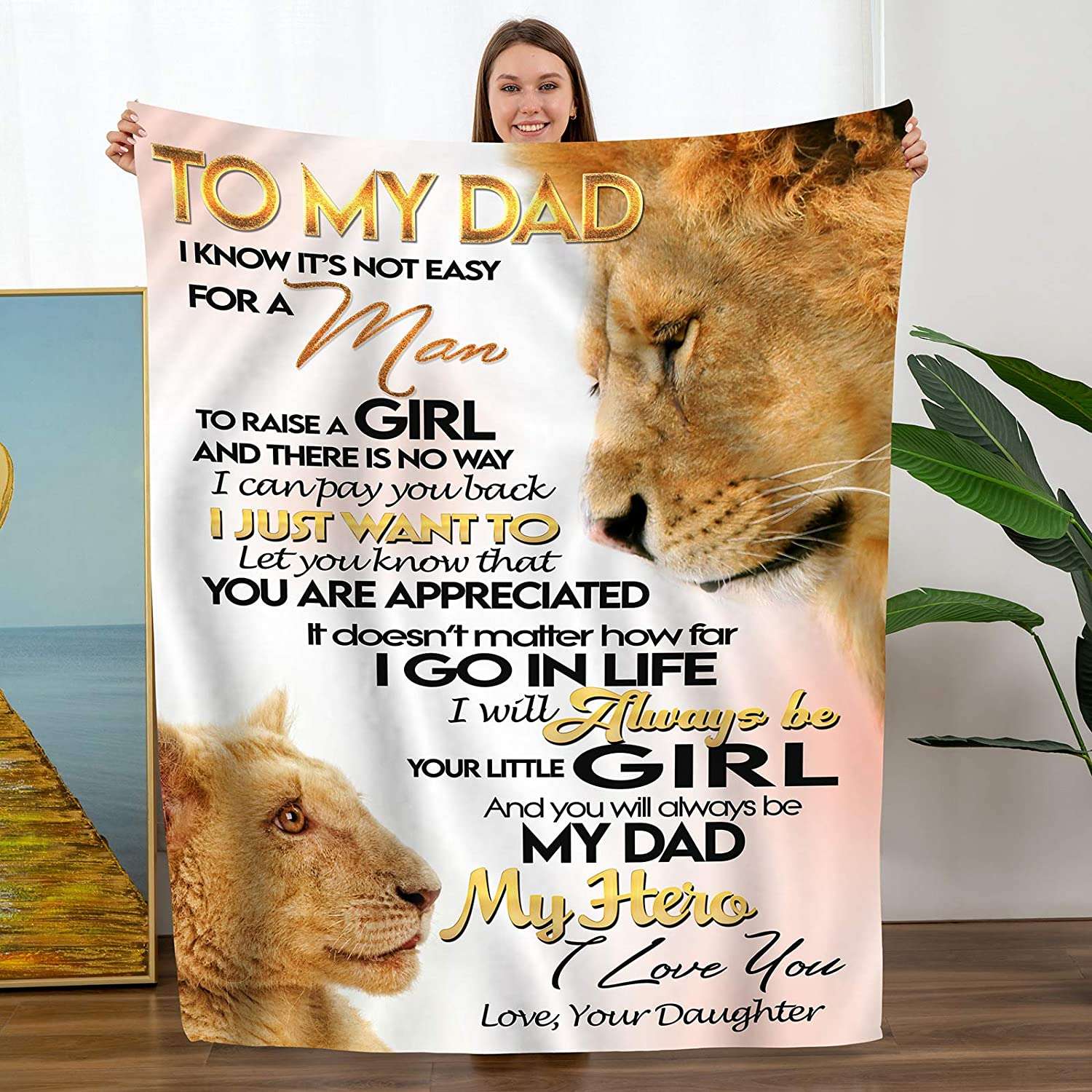 Personalized To My Lion Dad My Dad My Hero Blanket