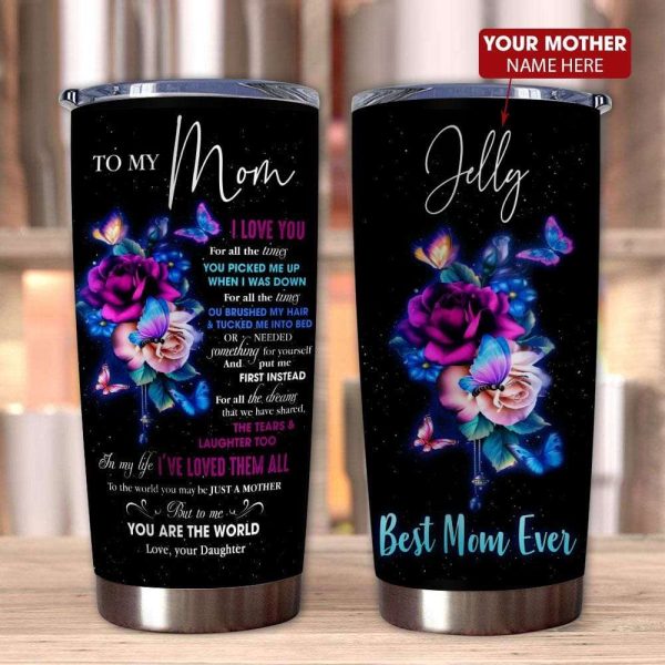 Personalized Tumbler For Mom From Daughter Flowers Best Mom Ever Tumbler