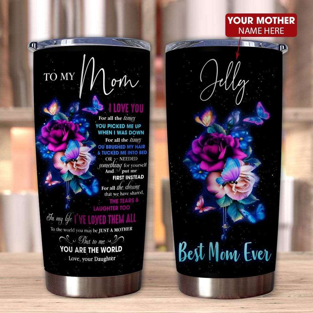 Personalized Tumbler For Mom From Daughter Flowers Best Mom Ever Tumbler