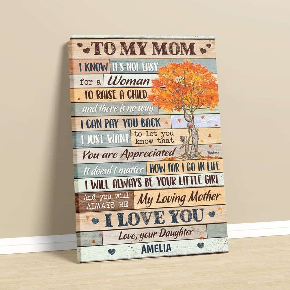 Personalized Wall Art To My Mom Canvas Mom Quotes Vintage Canvas