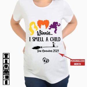Personalized Winnie I Smell a Child T Shirt, Custom Pregnancy Announcement Gift
