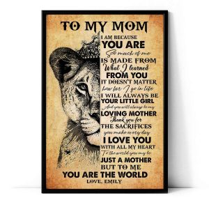 To My Mom I Love You With All My Heart Lion Mom Personalized Poster