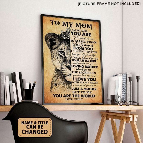 To My Mom I Love You With All My Heart Lion Mom Personalized Poster