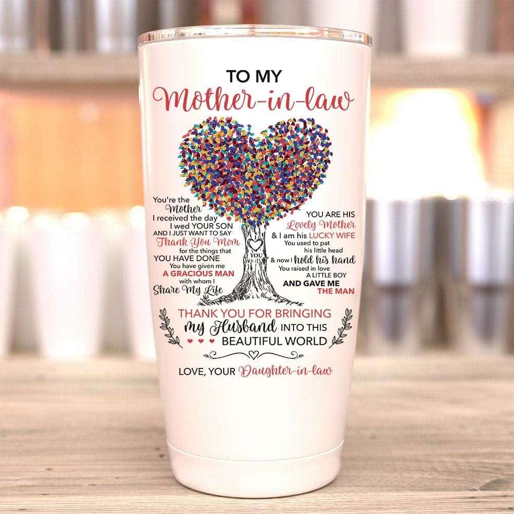 Tumbler Gift For Mother-In-Law Thanks For Bringing My Husband Coloful Tree Tumbler