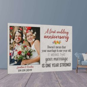 Your Marriage Is One Year Strong Custom Photo Canvas 1