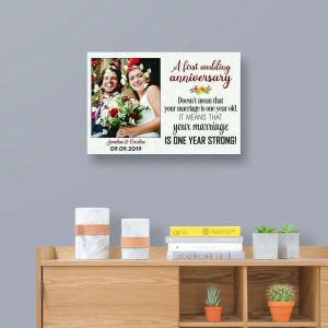Your Marriage Is One Year Strong Custom Photo Canvas 2