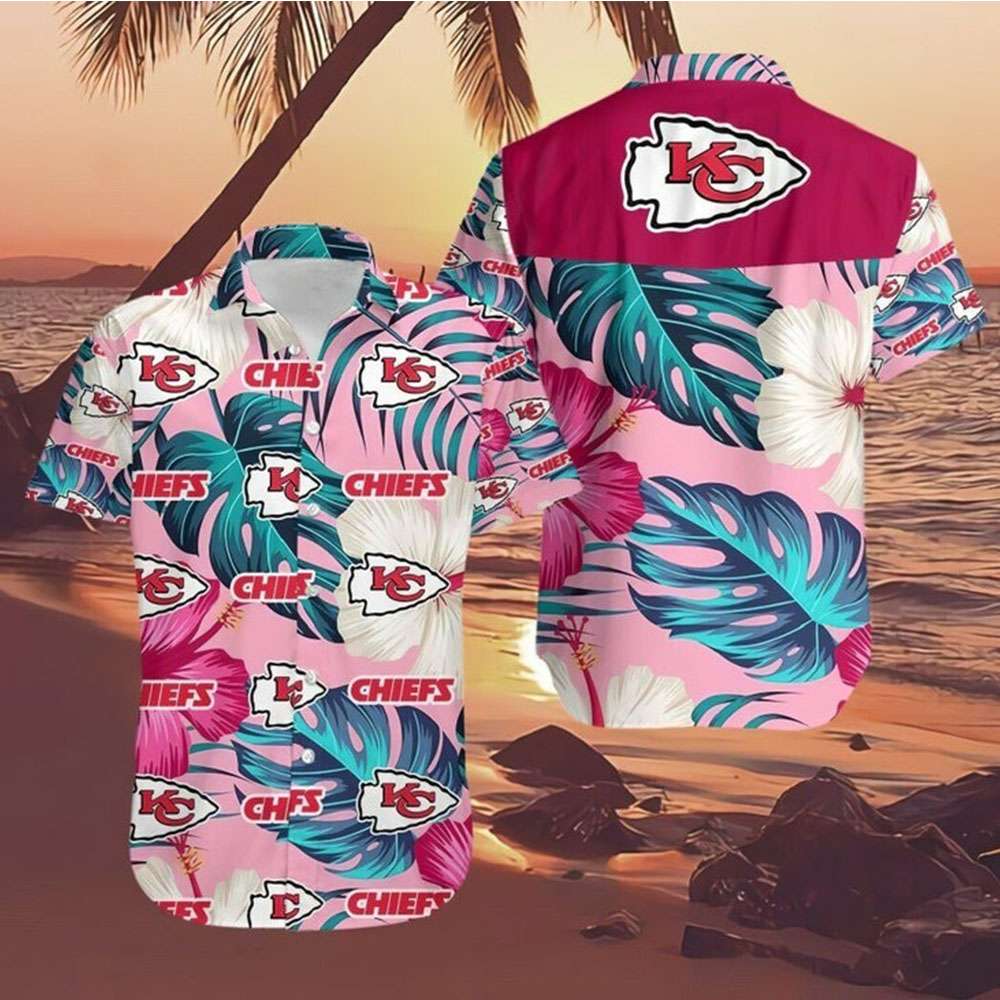 Chiefs Hawaiian Shirt Big Hibiscus Palm Leaf Football NFL Kansas City Chiefs Best Seller Shirts Design In Usa 1
