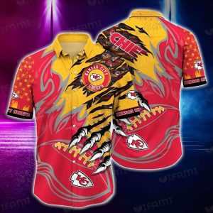 Chiefs Hawaiian Shirt Claws Football On Fire NFL, Kansas City Chiefs Hawaiian Shirt