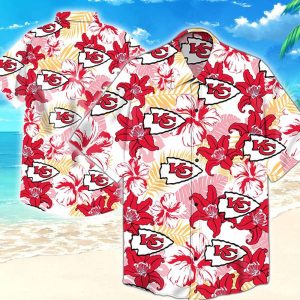 Chiefs Hawaiian Shirt Flower Tropical Leaf Pattern Football NFL Kansas City Chiefs, Kansas City Chiefs Hawaiian Shirt