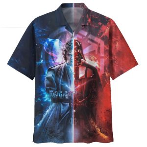 Darth Vader Red Blue Glowing Star Wars Hawaiian Shirt, Darth Vader Hawaiian Shirt