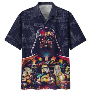 Darth Vader Retro Pop Art Star Wars Hawaiian Shirt Men Kids, Darth Vader Hawaiian Shirt