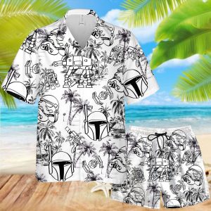Disney Star Wars Black And White Beach Shirt, Star Wars Hawaiian Shirt