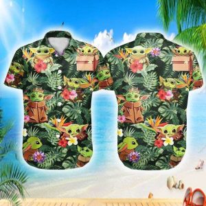 Grogu Baby Yoda Floral Summer Shirt, Star Wars Hawaiian Shirt