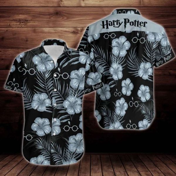 Harry Potter Glasses Hibiscus All Over Print 3D Hawaiian Shirt