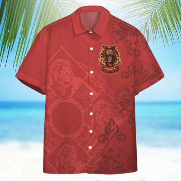 Harry Potter Gryffindor Crest Paisley Pattern All Over Print 3D Hawaiian Shirt