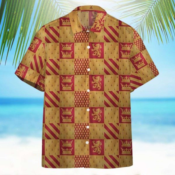 Harry Potter Gryffindor House Checkered Pattern All Over Print Hawaiian Shirt