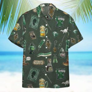 Harry Potter Slytherin House Items All Over Print 3D Hawaiian Shirt