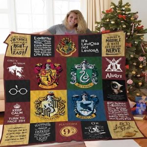 Keep Calm And Turn To Hogwarts Four House Blanket, Harry Potter Blanket