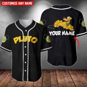 Personalized Pluto Dog Baseball Jersey Shirt, Baseball Sports Outfits, Pluto Dog Baseball Shirts, Disneyland Gifts