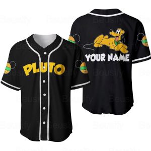 Personalized Pluto Dog Baseball Jersey Shirt, Baseball Sports Outfits, Pluto Dog Baseball Shirts, Disneyland Gifts