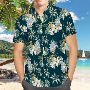 Rick And Morty Button Hawaiian Shirt, Rick Heads Hawaiian Shirt