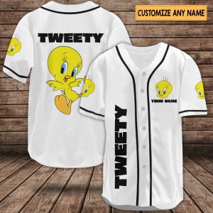Tweety Baseball Jersey Shirts, Tweety Shirts, Personalized Shirt, Tweety Sports Jersey