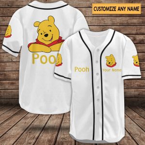 Winnie Pooh Baseball Jersey, Pooh Bear Disney Jersey Shirt