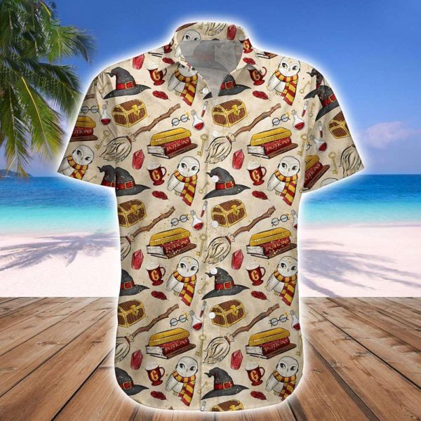 Wizard Fabric Items Harry Potter All Over Print Beige Hawaiian Shirt