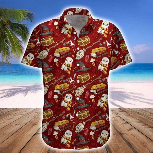 Wizard Fabric Items Harry Potter All Over Print Red Hawaiian Shirt