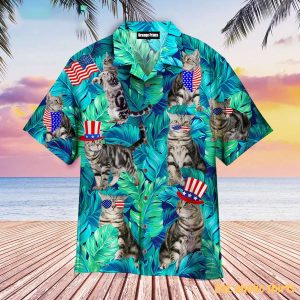 4th Of July Independence Day Cat Lover Hawaiian Shirt, Cat Hawaiian Shirt