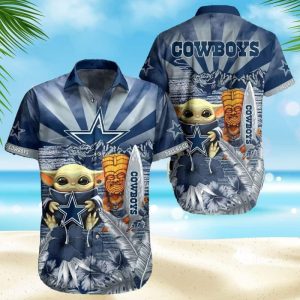 Baby Yoda Star Wars Dallas Cowboys Hawaiian Shirt Best Beach Gift, NFL Hawaiian Shirt
