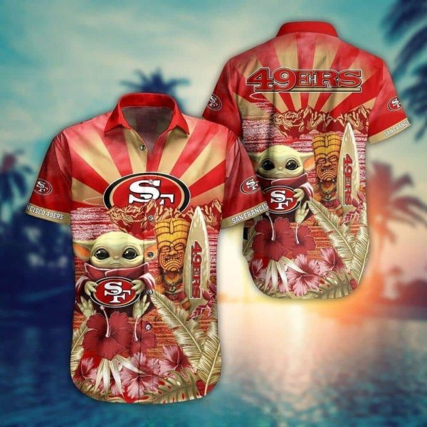 Baby Yoda Star Wars Loves NFL San Francisco 49ers Hawaiian Shirt, NFL Hawaiian Shirt