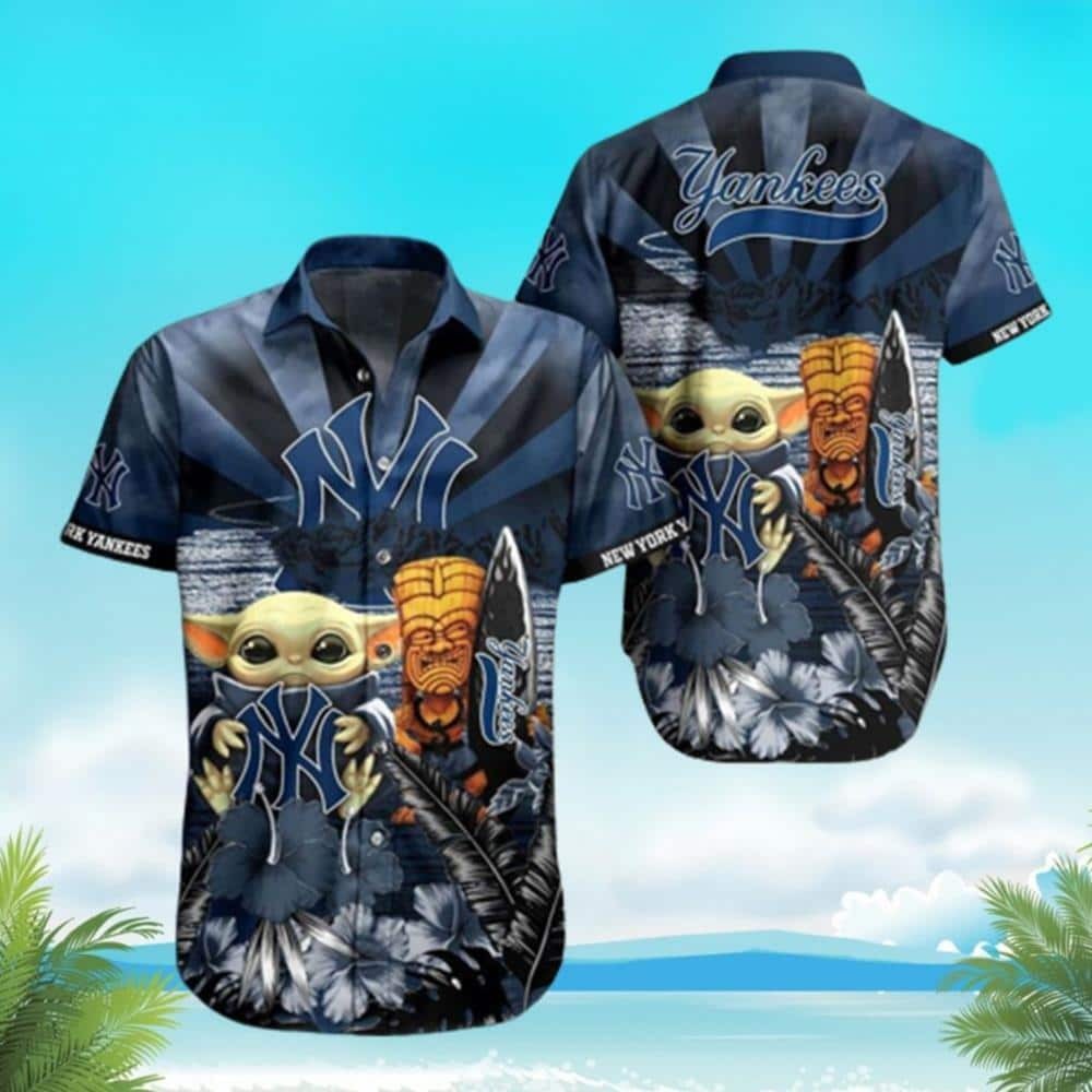 Baby Yoda Star Wars New York Yankees Hawaiian Shirt Beach Vacation Gift