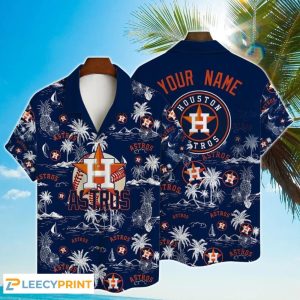 Baseball Pattern Vintage Astros Hawaiian Shirt Custom Name