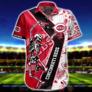 Best MLB Cincinnati Reds Skeleton Aloha Shirt, Cincinnati Reds Hawaiian Shirt