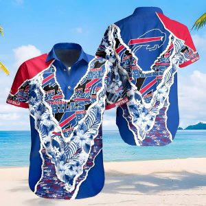 Buffalo Bills Hawaiian Shirt Father’s Day Gift For Beach Lovers, NFL Hawaiian Shirt