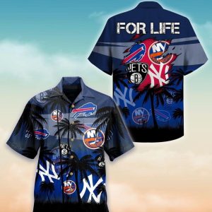 Buffalo Bills Hawaiian Shirt New York Yankees Summer Beach Gift, NFL Hawaiian Shirt