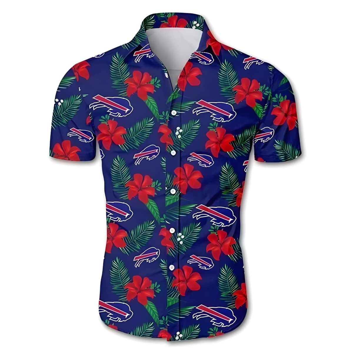 Buffalo Bills Hawaiian Shirt Red Hibiscus Pattern Gift For Beach Trip, NFL Hawaiian Shirt