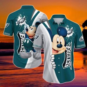 Cool Mickey Mouse Disney NFL Philadelphia Eagles Hawaiian Shirt, NFL Hawaiian Shirt