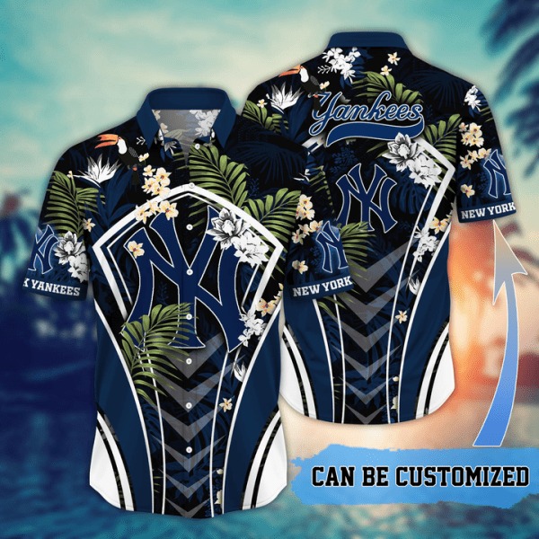 Customized New York Yankees MLB Flower Summer Tropical Hawaiian Shirt, Yankees Hawaiian Shirt