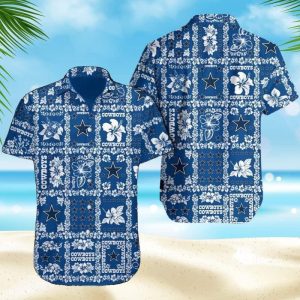 Dallas Cowboys Hawaiian Shirt Hibiscus Flowers Pattern Gift For Beach Trip, NFL Hawaiian Shirt