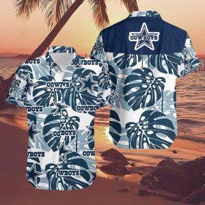 Dallas Cowboys Hawaiian Shirt Palm Leaf Pattern All Over Print, NFL Hawaiian Shirt