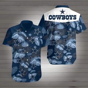 Dallas Cowboys Hawaiian Shirt Palm Leaves Pattern All Over Print, NFL Hawaiian Shirt