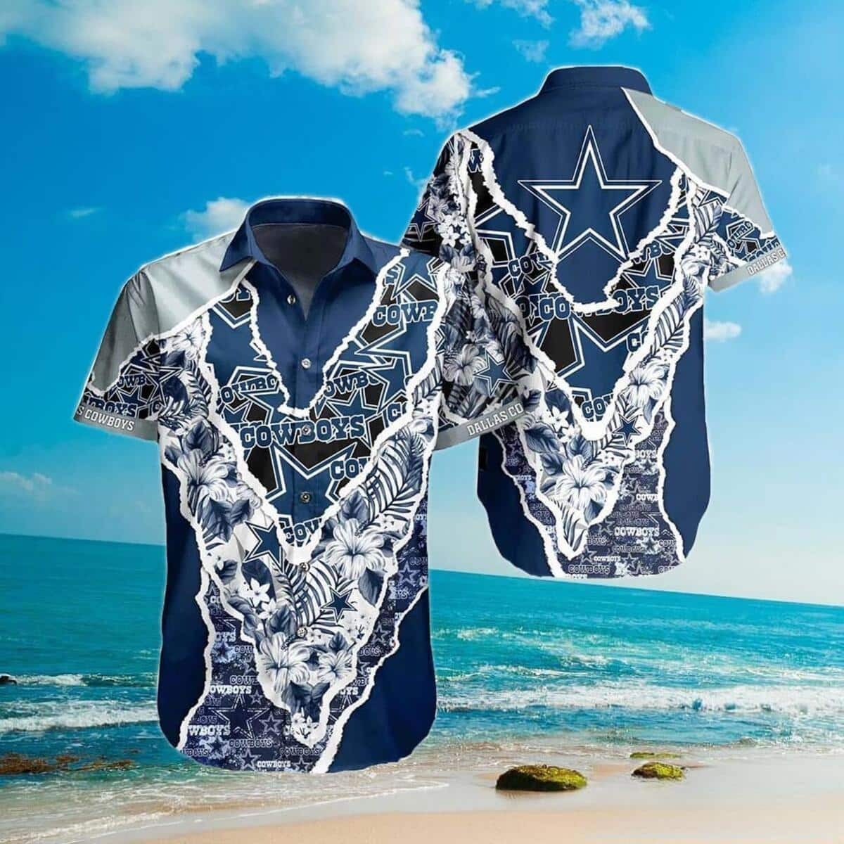 Dallas Cowboys Hawaiian Shirt Summer Beach Gift For Football Fans, NFL Hawaiian Shirt