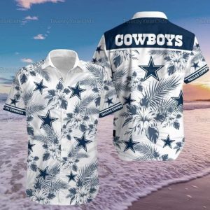 Dallas Cowboys Hawaiian Shirt Tropical Flower Pattern, NFL Hawaiian Shirt