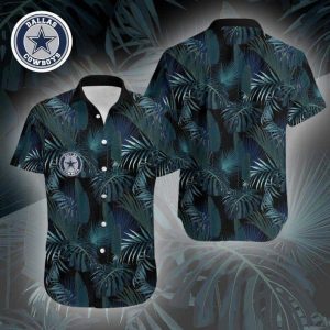 Dallas Cowboys Hawaiian Shirt Tropical Leaves Pattern All Over Print, NFL Hawaiian Shirt
